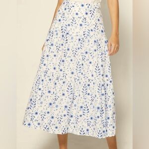 Gap floral Maxi drop waisted tiered Skirt, lined